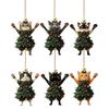6PCS Christmas Tree Pendants Cute Cat Hanging Ornaments 2D Flat Wooden Pendant For Car Backpack Xmas Tree Decorations Party