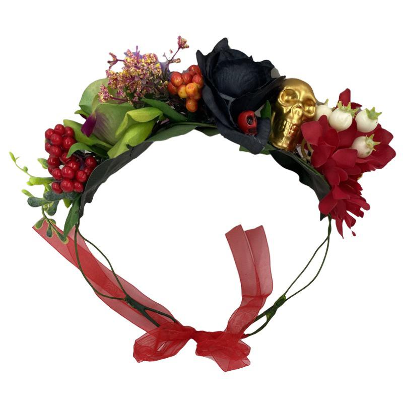 Искусственная гирлянда на голову на Хэллоуин, искусственная цветочная гирлянда на голову, фестиваль, бохо, хиппи, пляж