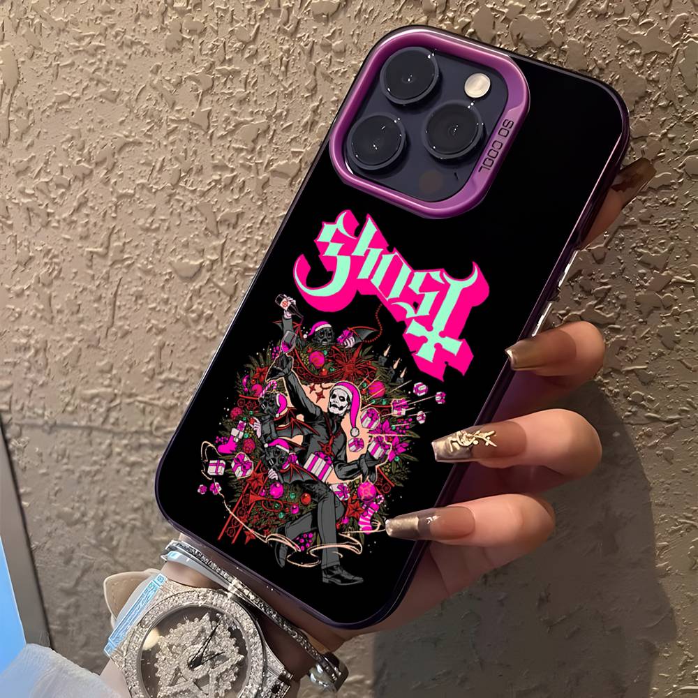 Ghost Тяжелая Металлическая Группа Для iPhone 17,16,15,14,13,12,11,Mini,Pro,E,SE4,XS,MAX Фиолетовый Ударопрочный Конфетный Матовый Чехол