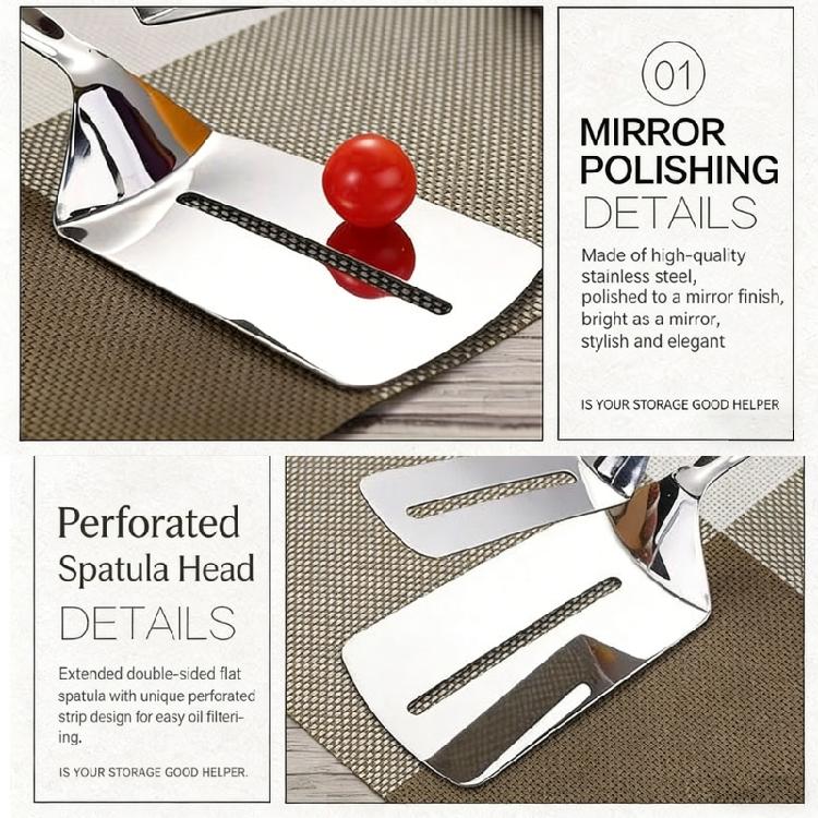Stainless Steel Meat Turner Comfortable Grip Nonslip Spatula with Extended Handle Barbecue Accessory
