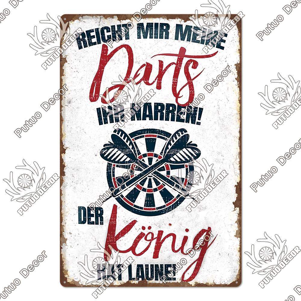 Putuo Decor Vintage Tin Sign Darts Game Metal Plaque Retro Posters for Garage Man Cave Room Home Wall Art Decorations