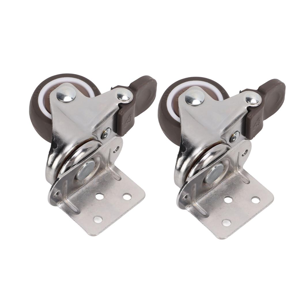 2pcs Caster Wheels Low Noise 360 Degrees Rotating TPE Rubber Dustproof Casters with Brake for Furniture