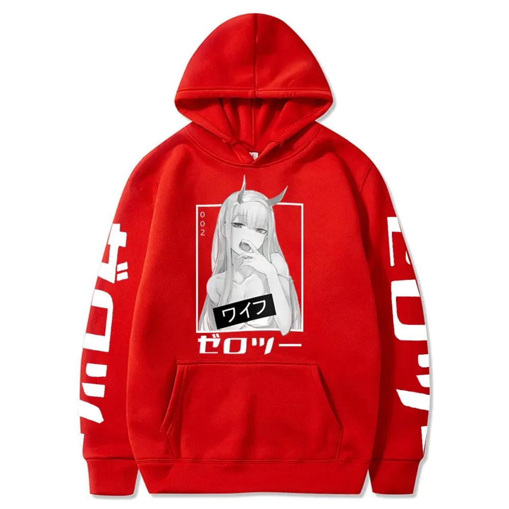 Аниме Darling In The Franxx Zero Two Hoodies Men Casual Harajuku Streetwear Pullover Autumn Y2K Oversize Hooded Sweatshirt Tops