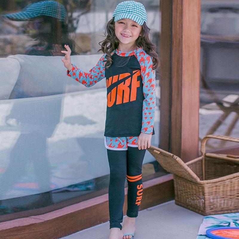 2024 Детский быстросохнущий купальный костюм: Солнцезащитный лонгслив, раздельный дизайн для девочек и мальчиков