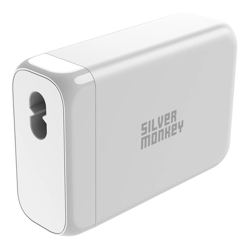 Silver Monkey Sma152 130W Gan Charger 3Xusb-C Pd Usb-A Qc 3.0 With Detachable Power Cable - White