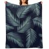 Palm Leaves Pattern - Navy Blue Mint Cali Vibes #1 #tropical #decor #art Throw Blanket Thermals For Travel for babies Blankets