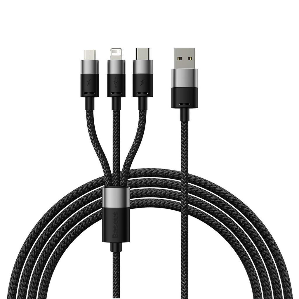 StarSpeed 3in1 USB phone cable - micro USB / iPhone Lightning / USB-C 1.2m - black