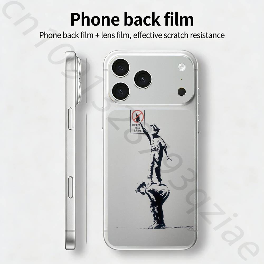 Граффити-художник Бэнкси Наклейка-скин wrap для iPhone 17 Pro/Pro max Защитная пленка для задней панели, рамки, камеры