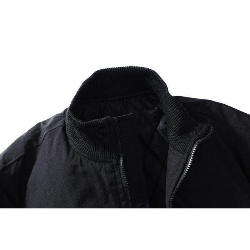 Men S Cropped Stand Collar Solid Color Plus Size Pilot Jacket