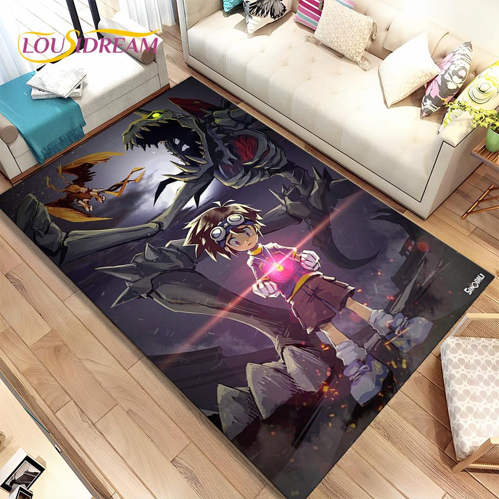 Cartoon Digimon Adventure Area Rug Large,Carpet Rug for Living Room Bedroom Sofa Doormat Decoration, Non-slip Floor Mat Cover 3D