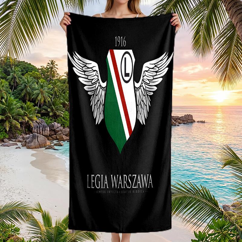 Пляжное полотенце Legia Warsaw Мягкое из микрофибры Летнее полотенце Быстросохнущее Впитывающее полотенце для пляжа, бассейна, путешествий