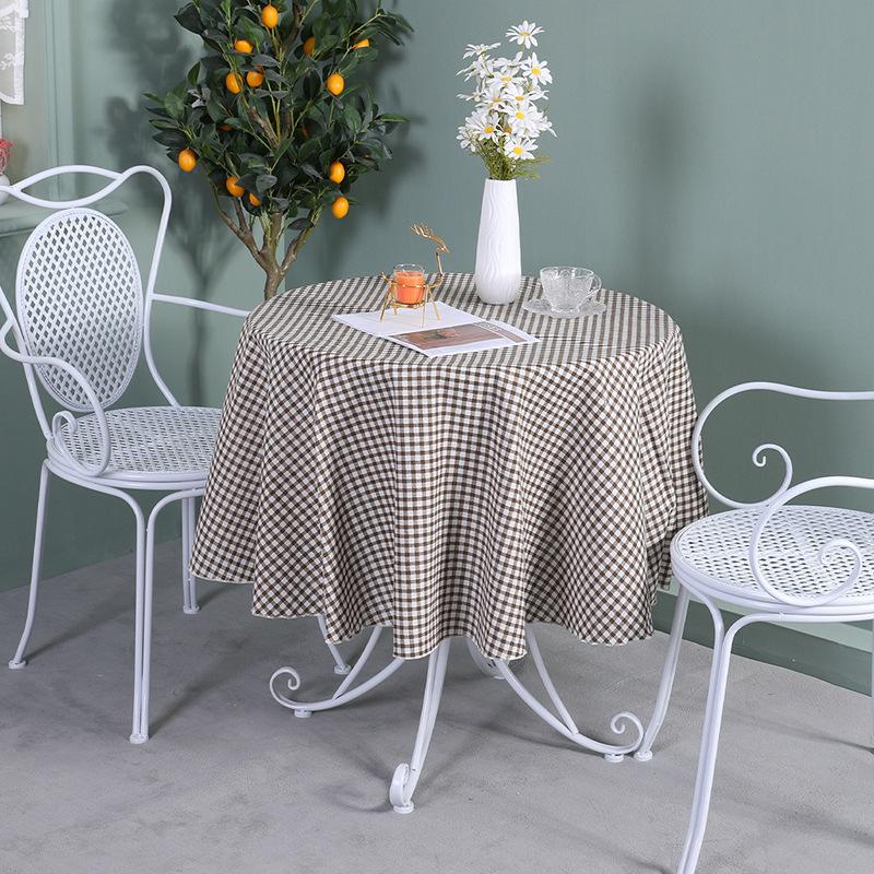Круглая Скатерть Хлопок Лен Клетчатая Скатерть Маленькая Свежая Круглая Скатерть Скатерть для Кофейного Столика Скатерть для Кофейного Столика