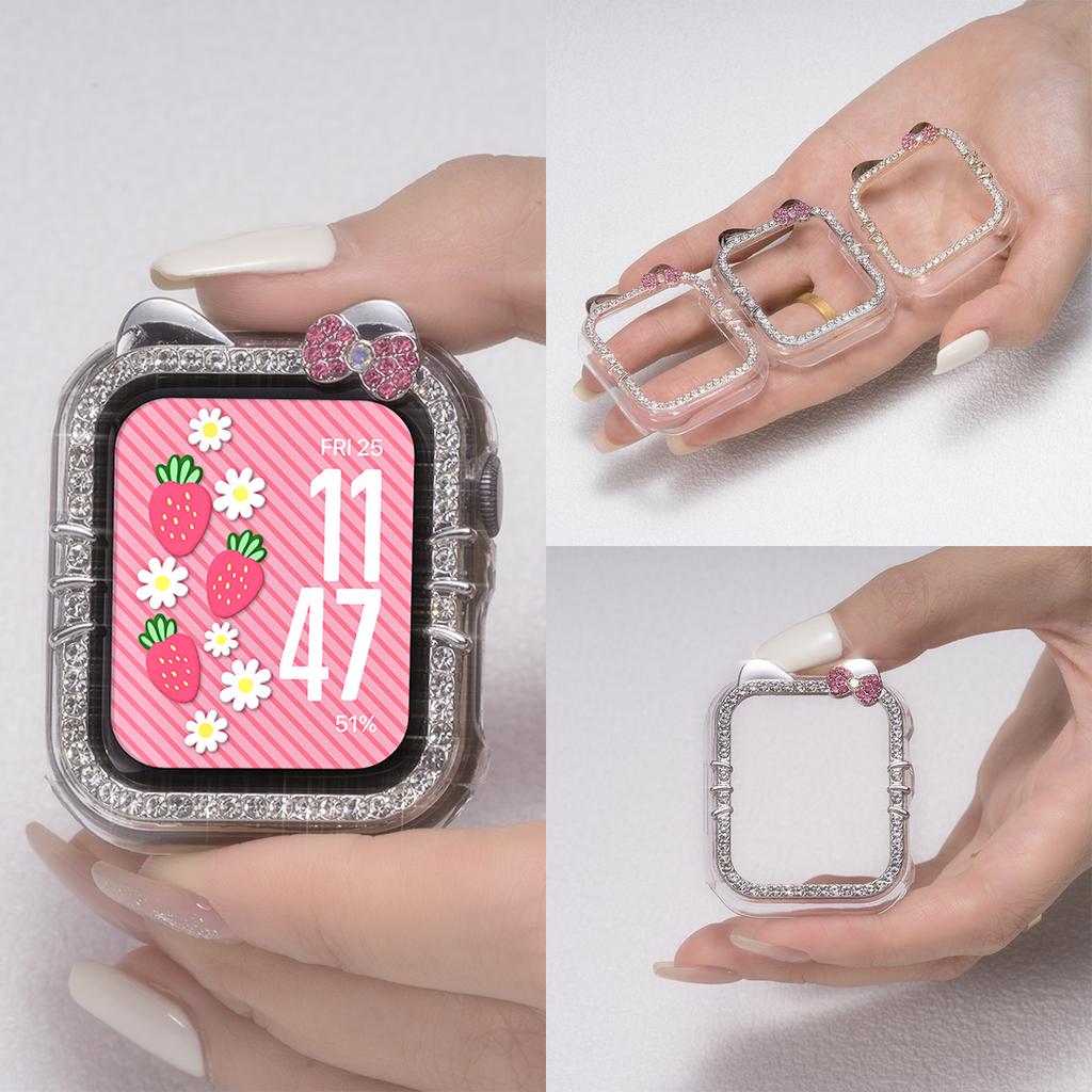 Полый Блестящий Мультяшный PC Чехол Для Часов Apple Watch Серии 987654321 40/41Мм Девочки Подарок Для Iwatch 44/45ММ Защитная Крышка