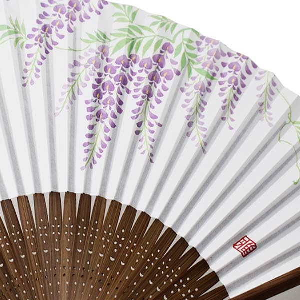 Kimono Folding Carved Karaki Wisteria Pink [Stylish Iroha] Women's Fan, Scented, Wood, Design,
