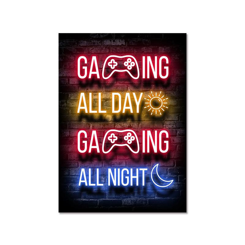 Модный ретро игровой неоновый постер и принты, современная картина на холсте, настенная художественная картина для мальчика-геймера, украшение для спальни, дома
