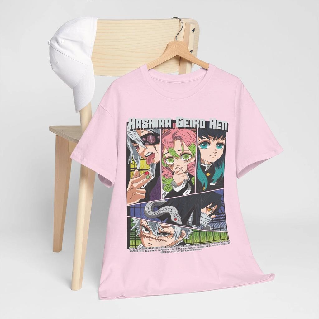 2026 Summer Demon Slayer Anime Hashira Geiko Hen Printed Loose Shortsleeved Pure Cotton Childrens Tshirt Unisex Casual Loose