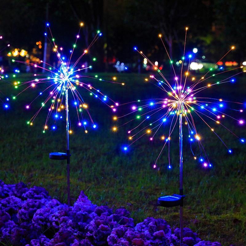 Solar Garden Lamp Colorful Fireworks Up To 200 Leds Christmas Party