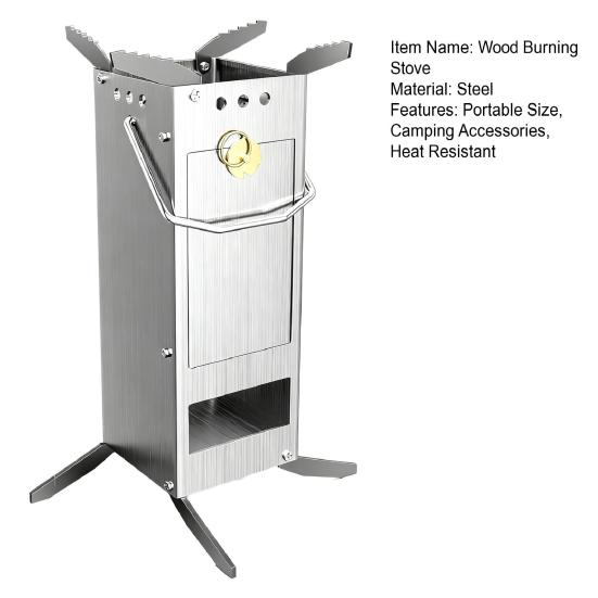 Портативная дровяная печь для улицы, кемпинга, пеших походов, пикника, барбекю, приготовления пищи, ракетная печь с ручкой, нержавеющая сталь, дровяная горелка, походная печь