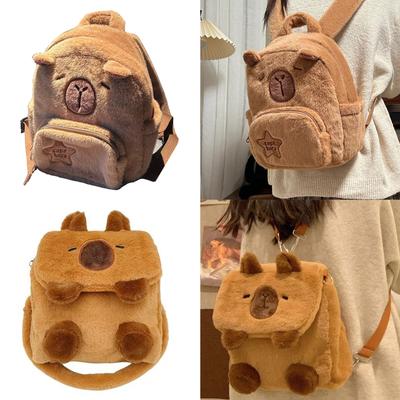 Плюшевый рюкзак Capybara, симпатичные мультяшные животные, мягкие куклы, сумка через плечо для студентов, подростков, школьная сумка, сумка через плечо