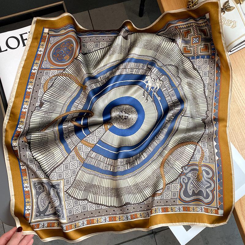 Pure Silk Luxury Hijab Shawl and Wrap Print Scarf for Women Neckerchief Hair Band Bag Wrist Headband Bandana Echarpe