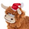 Electric Plush Highland Cow with Santa Hat Soft Goat Stuffed Animal Christmas Holiday Decoration Cute Stress Relief Gift for Kids Family