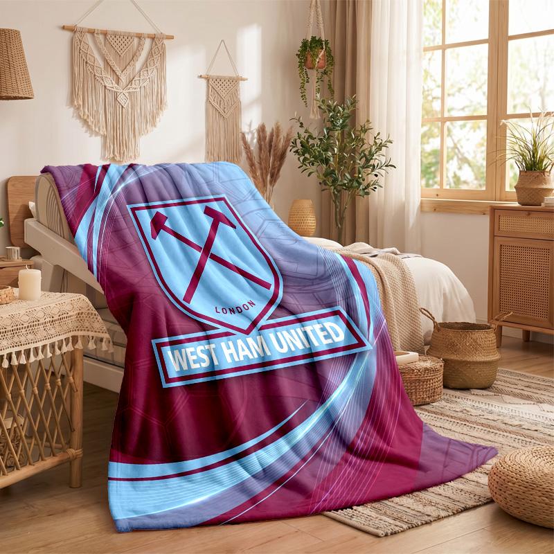West Ham United Football Print Flannel Blanket Soft Warm Sofa Bed Throw Blanket For Home Office Bedroom