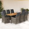 VidaXL Garden Dining Set 9 Pcs Grey Cushions Wicker, Outdoor Dining Set 3276731