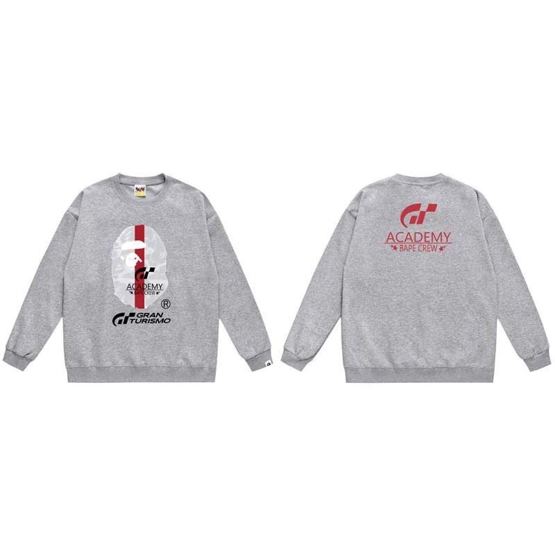 BAPE-Style Heavyweight Cotton Crewneck Sweatshirt Mens Oversized Streetwear Pullover Fall