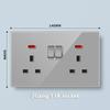 Universal Tempered Glass Dual 3 Pin Power outlet,UK 13A Wall Plug Socket with 20W Fast charge,Home Electrical 2way Light Switch