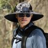 Sun Hat with Solar-Powered Dual Fans Wide-Brimmed Outdoor Fishing Hat with USB Charging Breathable Mesh Fishermen Hat