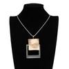 Vintage Style Double Layer Pleated Square Sheet Pendant Collar Neckalce Female Unique Neck Jewelry Gift