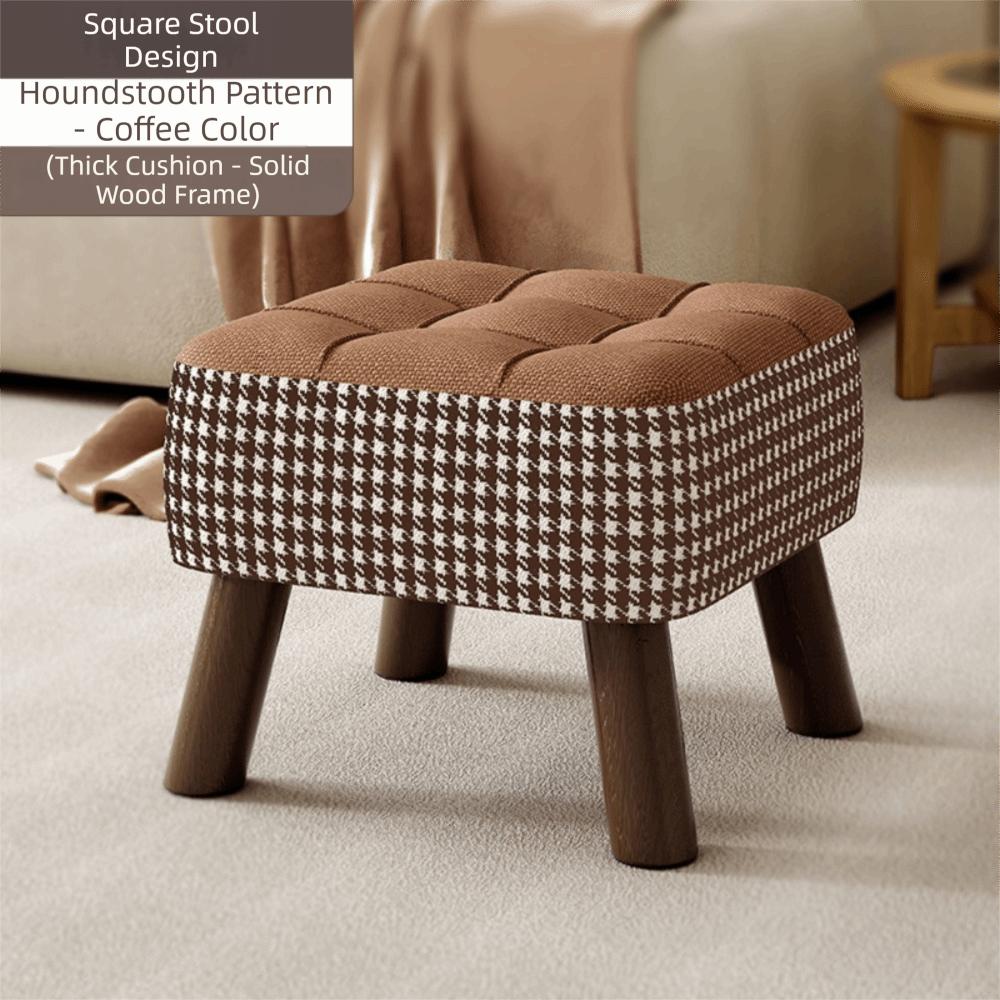 Soft Upholstered Seat Ottoman Compact Design Soft Pack Stool Shoe Changing Stool Living Room