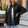 Women's Fashion Solid Color Loose Casual Single-Breasted Long Sleeve Shirt