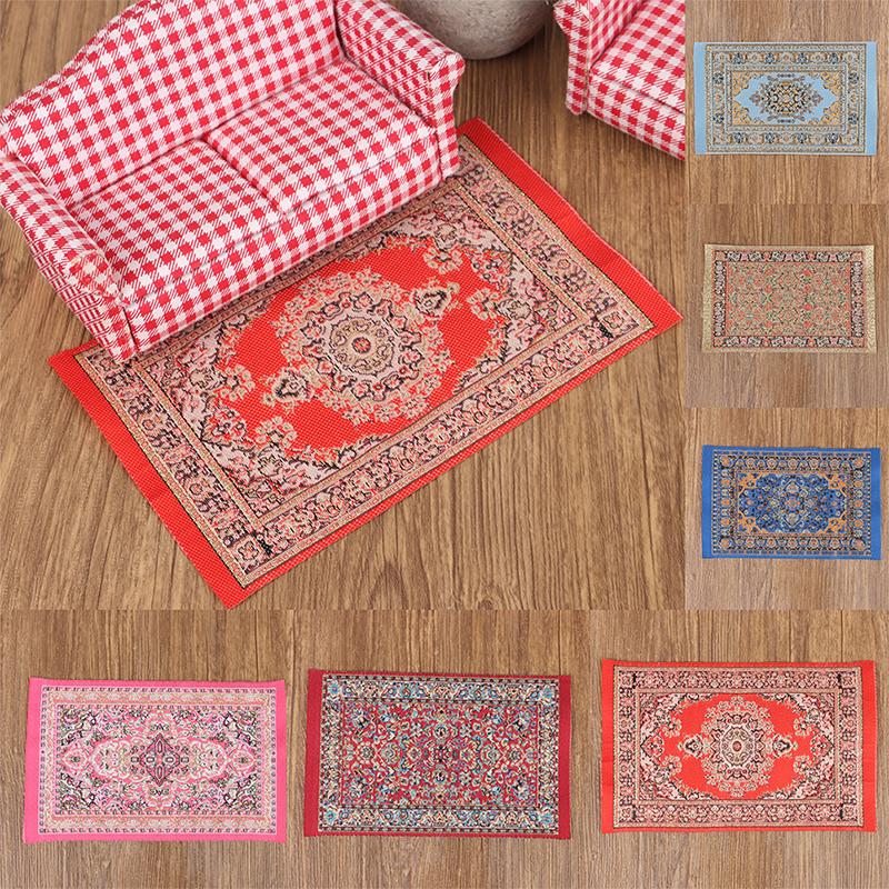 1:12 миниатюрный напольный коврик для кукольного домика, тканый чехол, модель ковра, домашний декор, игрушка