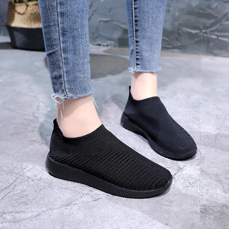 Женские повседневные кроссовки Flyknit больших размеров - Дышащие низкие кроссовки-носки