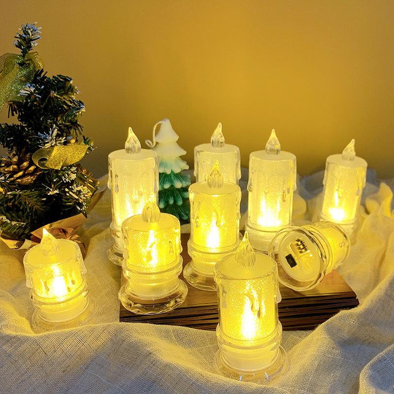 1/2/4 светодиодная беспламенная свеча LED Gap Column Candle, включая батарею, идеально подходит для рождественских семейных посиделок и ужинов при свечах