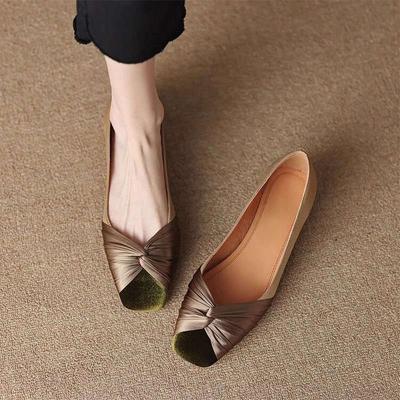 Туфли-лодочки Xiaoxiangfeng с мелким вырезом, женские на плоской подошве, новые весенне-осенние, ретро, квадратный носок, цветные, мягкая подошва, низкий каблук, женская обувь