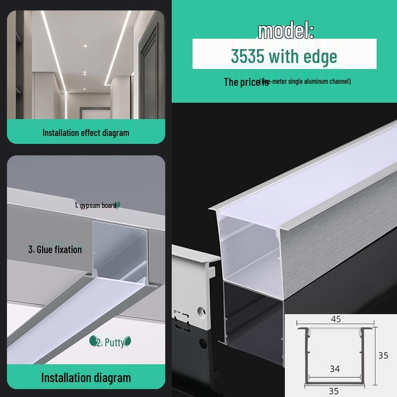 Seamless Linear Recessed LED Light Channel - Aluminum Strip Slot Design