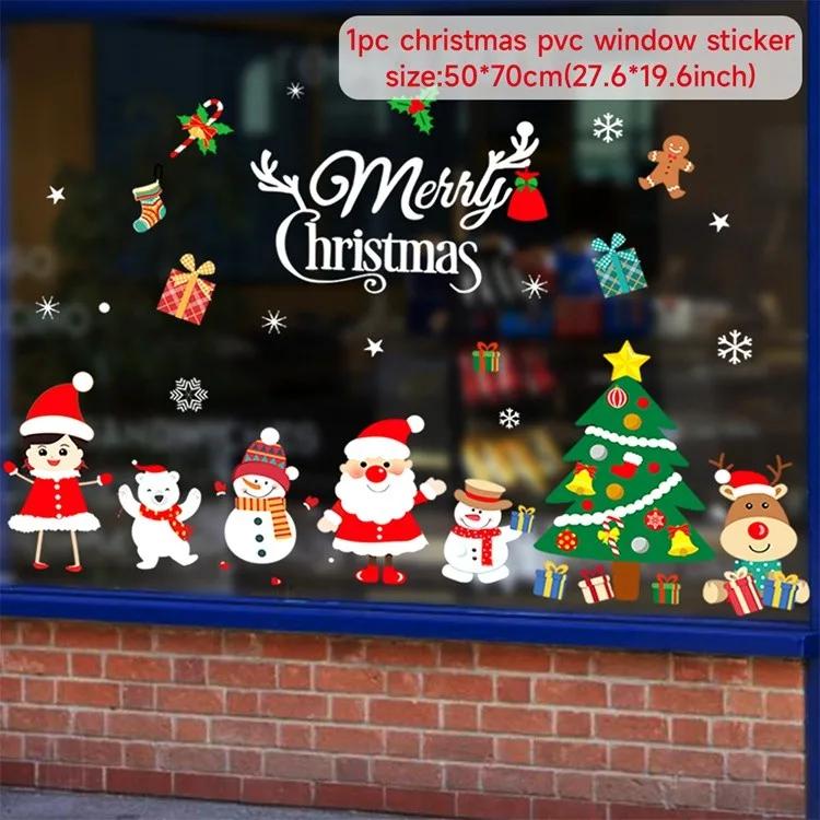 2-Piece Merry Christmas Window Sticker Ornaments Set, Xmas Navidad Natal Decor for Home, Cristmas Gifts for New Year 2026 2027