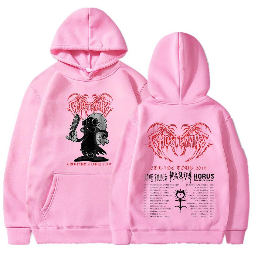 Ghostemane Europe Tour 2019, двусторонние толстовки с графическим принтом, женская толстовка унисекс с капюшоном, винтажный черный пуловер с длинными рукавами