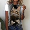 Летняя модная женская блузка, футболки с забавным принтом кота, топ с короткими рукавами, женские футболки Kawaii, футболки, женская одежда большого размера