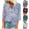 Женская рубашка, блузка, повседневные свободные рубашки, рукава 3/4, топы с v-образным вырезом и принтом, топы с принтом, футболки, футболки