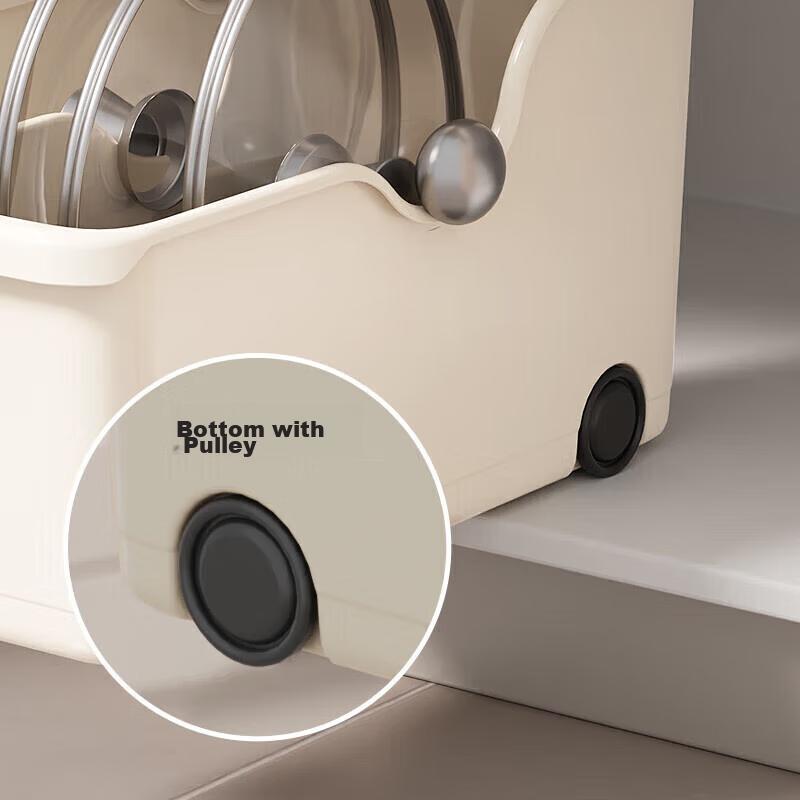Baicaoyuan Storage Box, Kitchen Organizer with Wheels, Cabinet Storage Basket, Under-Sink Organizer, Medium Size