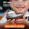 S820 RC Tugboat 1/72 Mini Boat 2.4G Dual Motors Remote Control Ship Electric Watercraft Model Toys with LED Light for Kids Gift