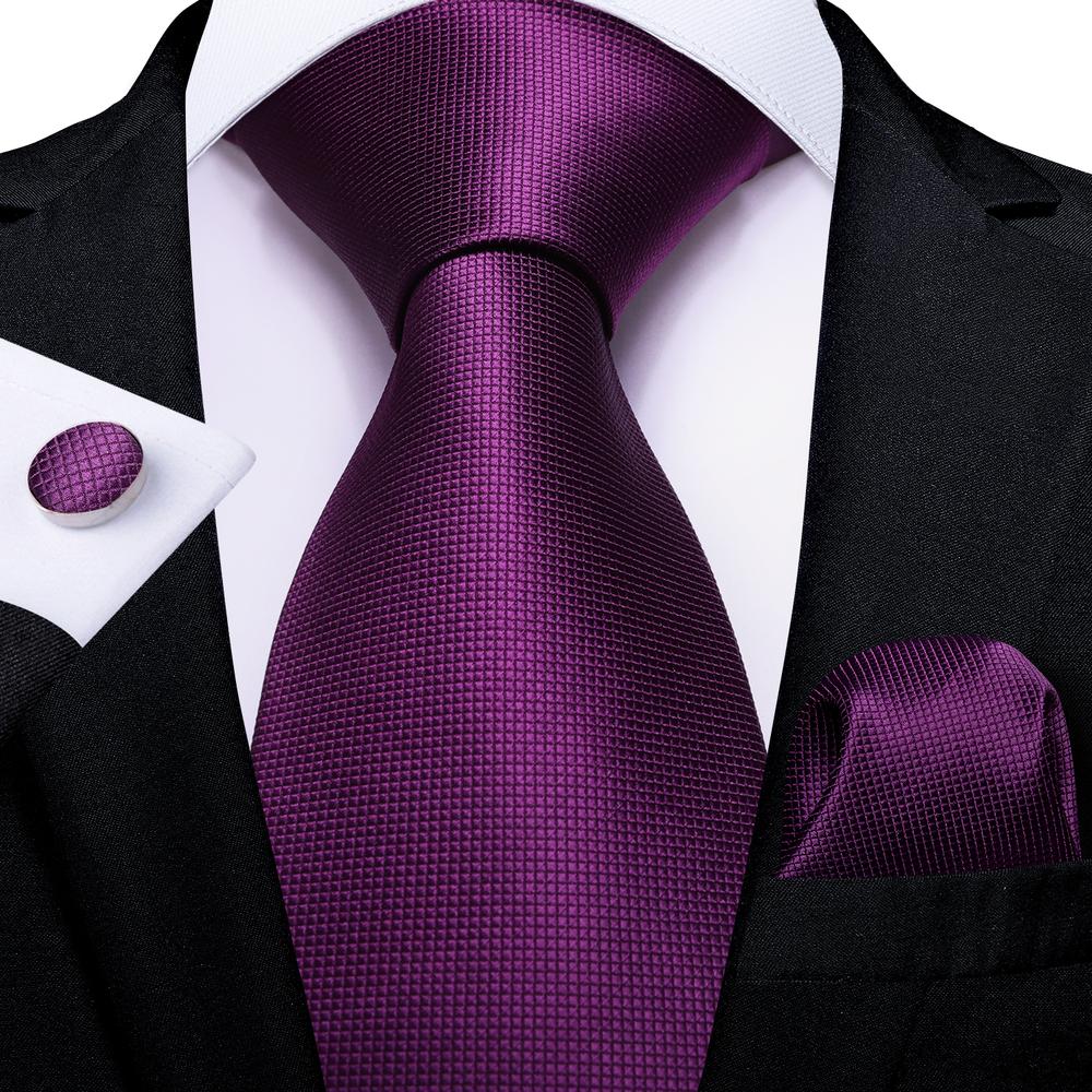 Hi-Tie Фиолетовый Однотонный Шелковый Галстук с Узором Пейсли Свадебный для Мужчин Новинка Платок Запонки Подарок Набор Галстуков для Мужчин Вечеринка Бизнес Дропшиппинг