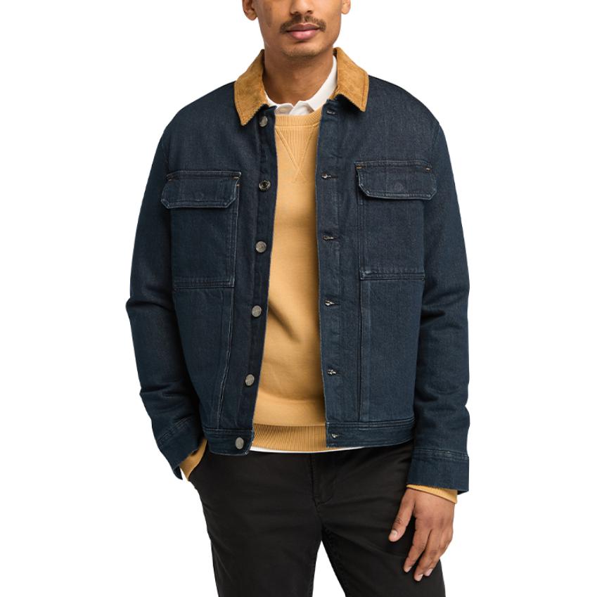 Timberland Удобная теплая вельветовая джинсовая куртка с логотипом American Vintage, многокарманная рабочая куртка, мужские куртки, синие, с эффектом потертости, A69CU-H87