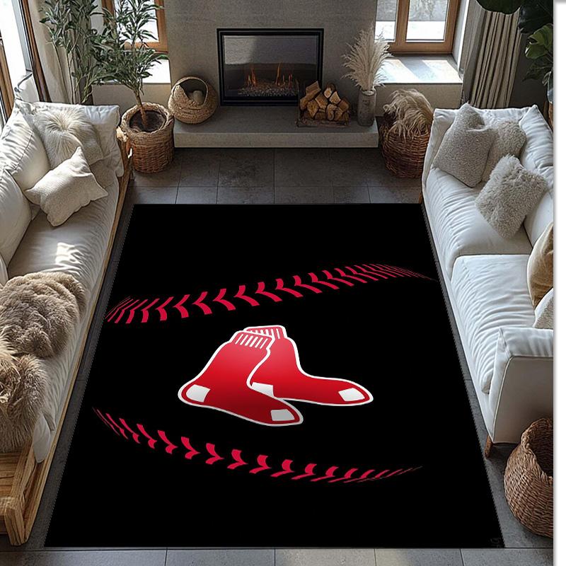Boston Red Sox Crystal Velvet Carpet Soft Anti?Slip Floor Mat Comfortable Home Living Room Bedroom Decor Rug
