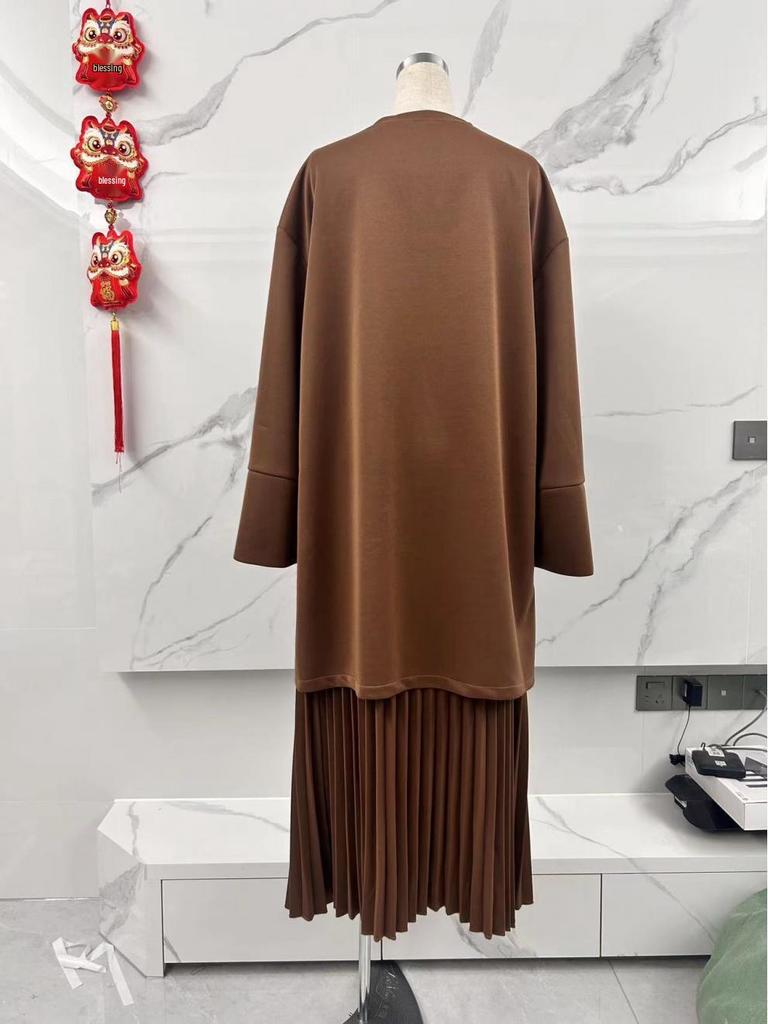 Женский повседневный комплект из винтажного топа и юбки до середины икры, Осень 2025