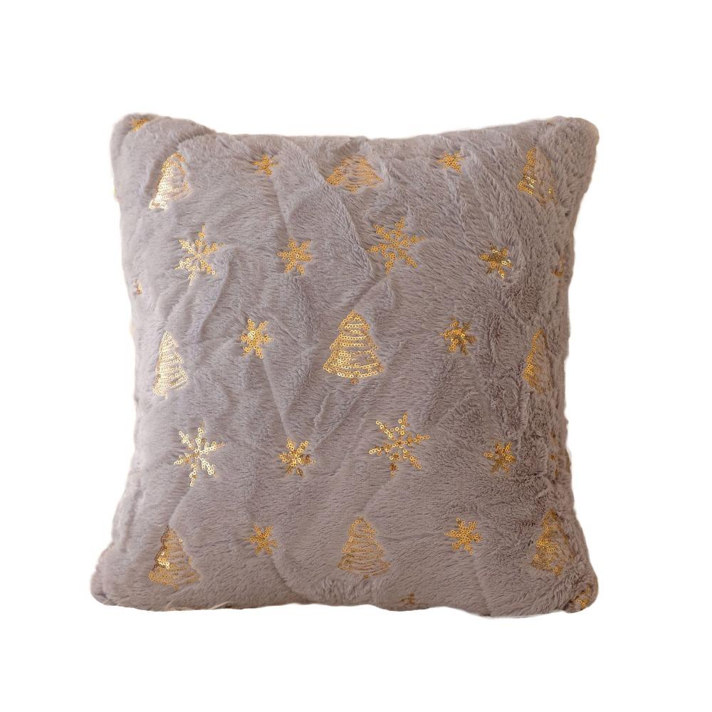 Sequin Christmas Plush Pillowcase Snowflake Cushion Cover Home Decor Throw Pillowcover Sofa/Bed