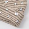 Solid Color Beanie Hat Punk-style Rhinestone-adorned Hat Fashionable Pullover Knit Cap  Winter